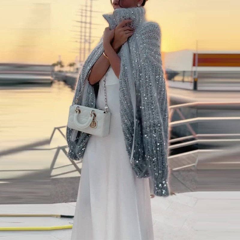 Suéter 'Luxe Zip' - Comodidad Oversize con Cuello Alto y Cremallera Brillante