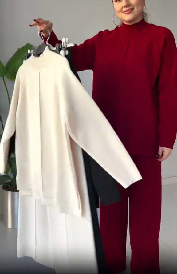 Conjunto Knit Minimal Deluxe™ – Elegancia Suave y Silueta Atemporal