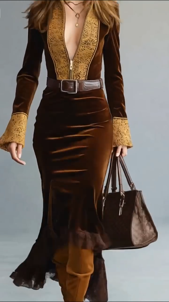 Vestido Velvet Royal Couture™ – Elegancia Profunda, Silueta Escultural y Detalles de Autor