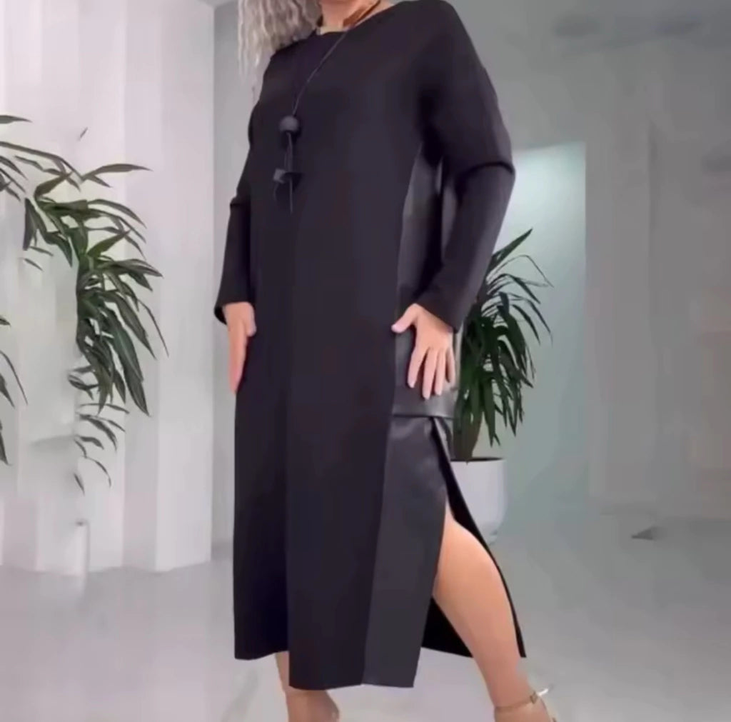 Vestido de Otoño - Clásico cuello redondo y mangas largas