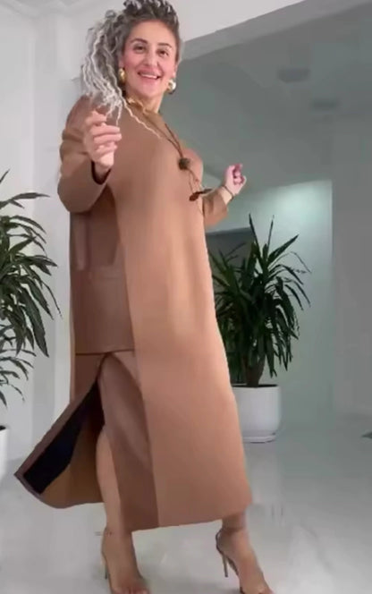 Vestido de Otoño - Clásico cuello redondo y mangas largas