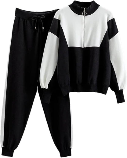 Conjunto de Suéter Tejido de Dos Piezas: Elegancia Elástica y Cálida