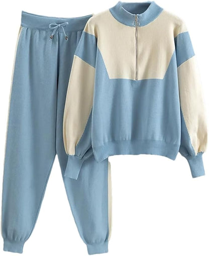 Conjunto de Suéter Tejido de Dos Piezas: Elegancia Elástica y Cálida