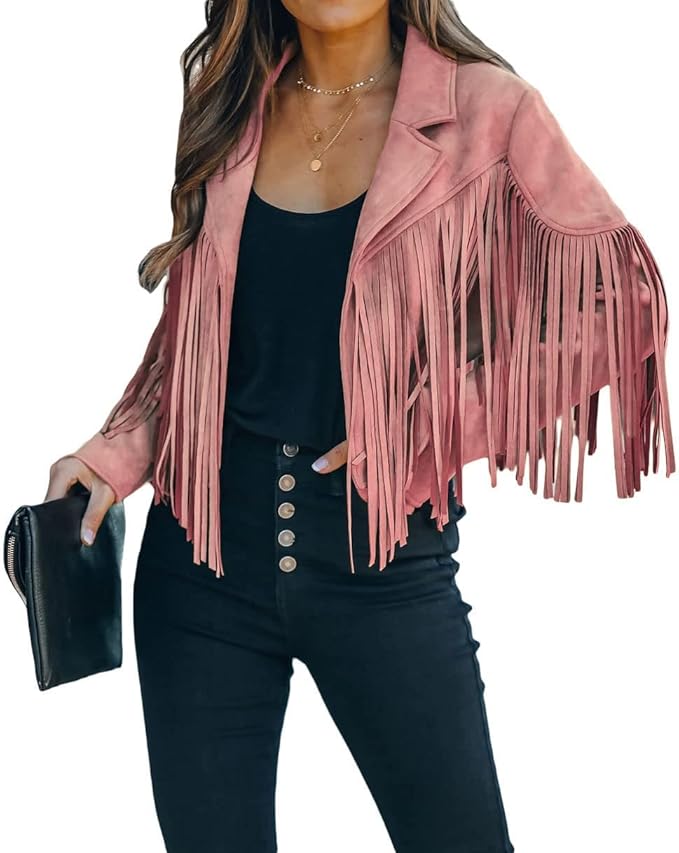 Chaqueta 'Wild Fringe': Espíritu Rebelde con Flecos y Textura de Ante