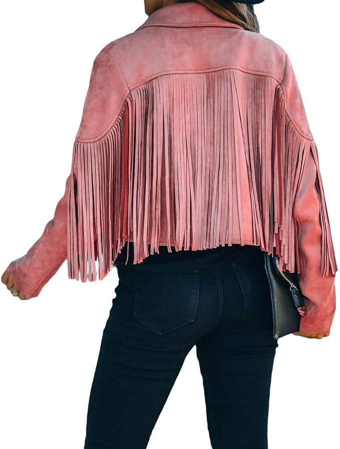 Chaqueta 'Wild Fringe': Espíritu Rebelde con Flecos y Textura de Ante