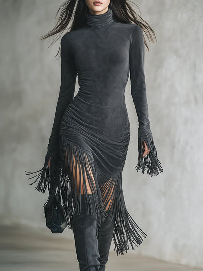 Vestido Suede Fringe™: Sofisticación Salvaje con Toque Bohemio