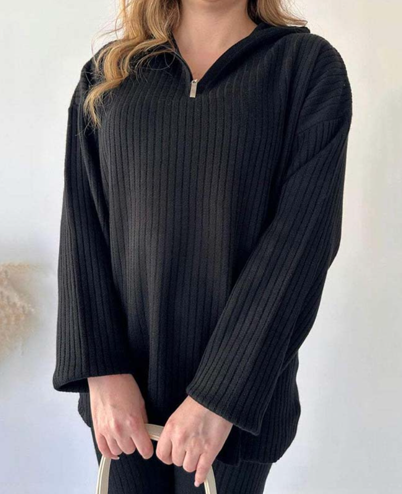 Conjunto Comfy Chic: Punto Acanalado y Pierna Abierta