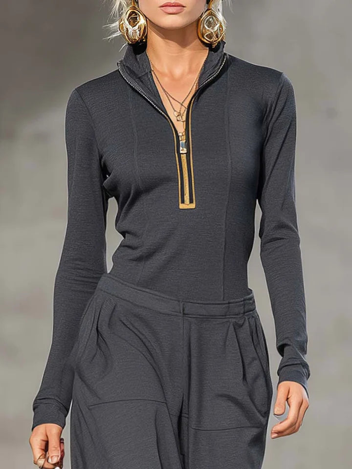 Maxi Dress Zip Elegance™ – Sofisticación Fluida con Toque Deportivo-Chic