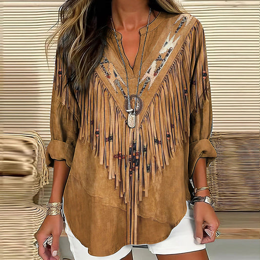 Blusa 'Heritage Prints': Un Viaje de Estilo con Estampado Étnico Vintage