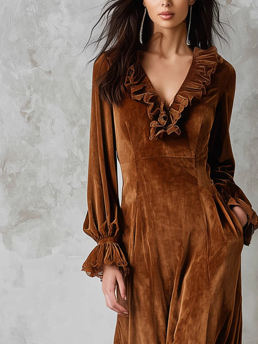 Vestido Velvet Grace™: Sofisticación Cálida con Encanto Vintage