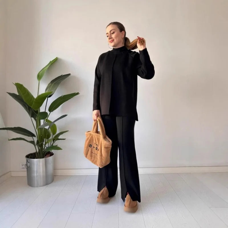 Conjunto Knit Minimal Deluxe™ – Elegancia Suave y Silueta Atemporal