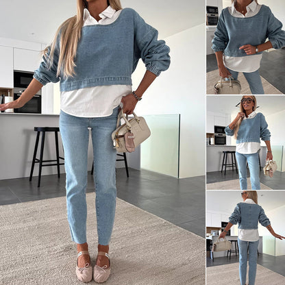 Denim Vanguardista: El Conjunto de Dos Piezas que Marca Tendencia