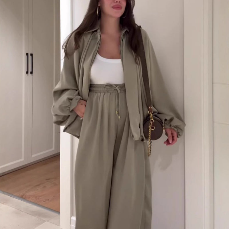 Conjunto Knit Flow: Comodidad Tejida con Estilo de Pierna Ancha