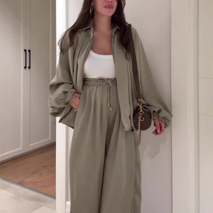 Conjunto Knit Flow: Comodidad Tejida con Estilo de Pierna Ancha