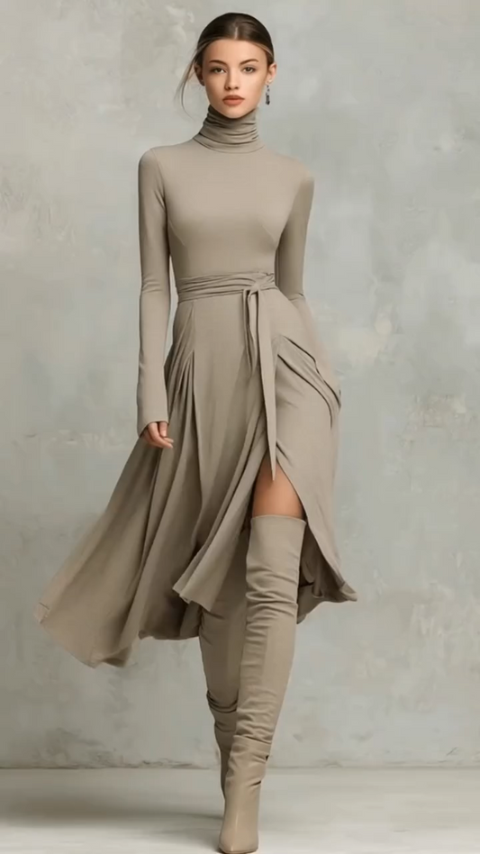 Vestido High Neck Sculpt Luxe™ – Elegancia Sofisticada con Caída Perfecta