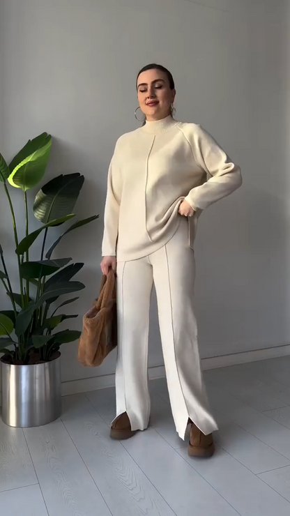 Conjunto Knit Minimal Deluxe™ – Elegancia Suave y Silueta Atemporal