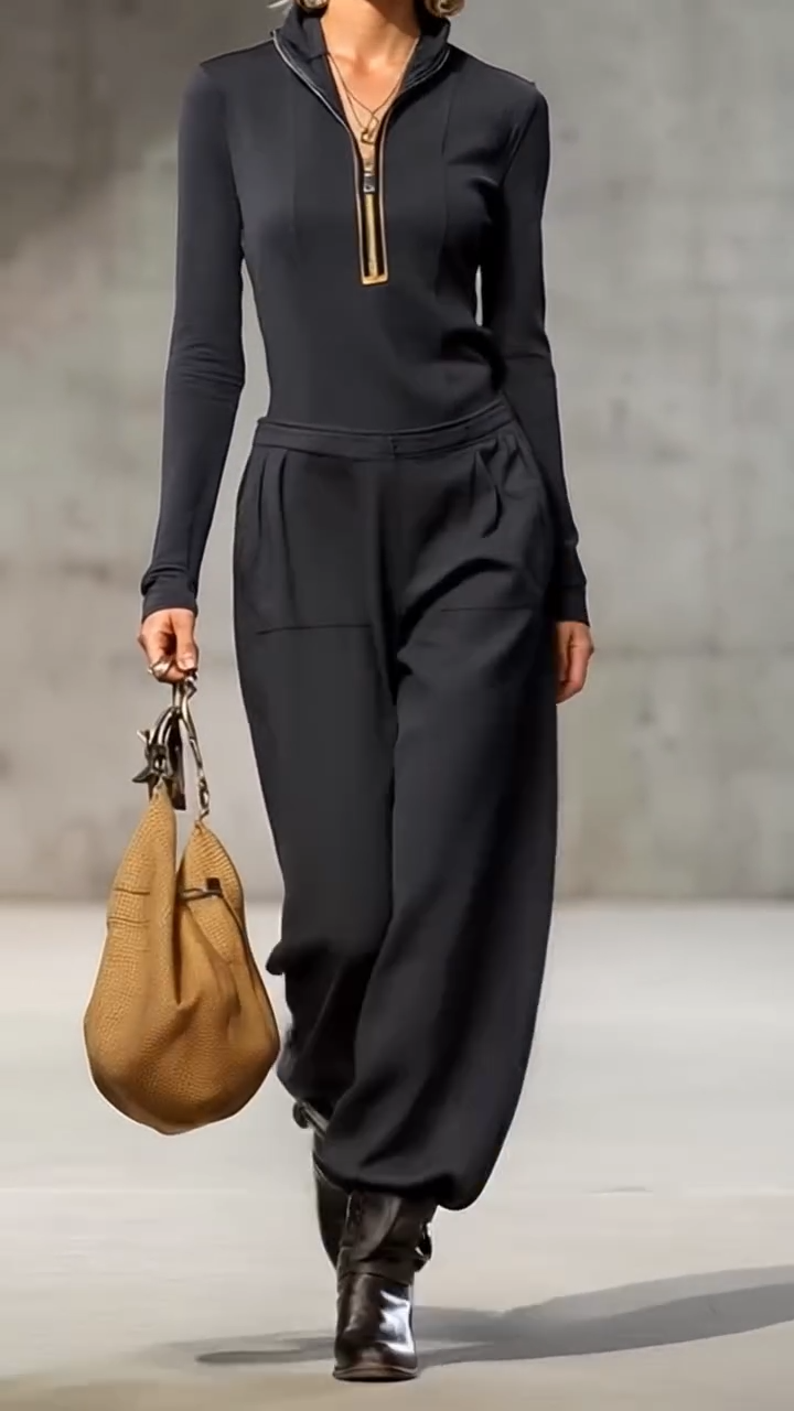 Maxi Dress Zip Elegance™ – Sofisticación Fluida con Toque Deportivo-Chic