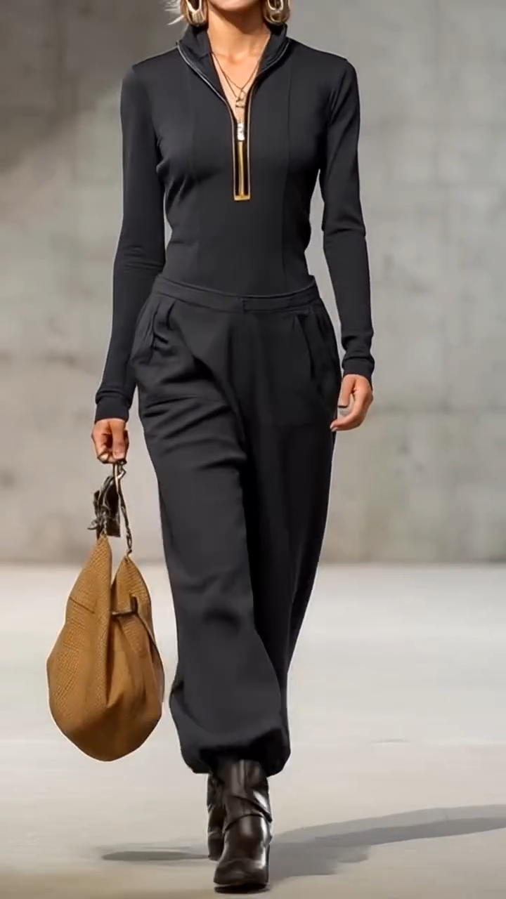 Maxi Dress Zip Elegance™ – Sofisticación Fluida con Toque Deportivo-Chic