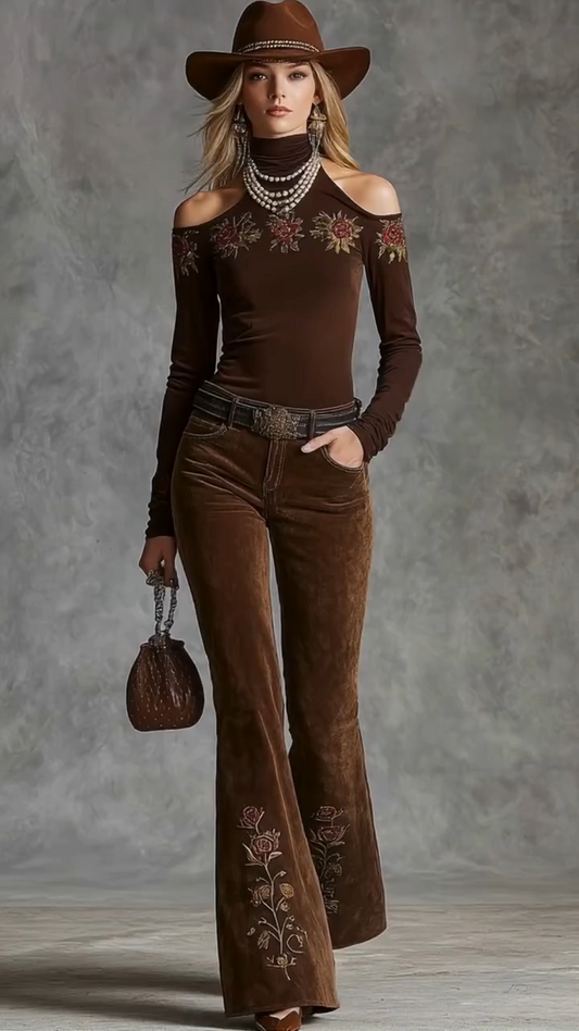 Conjunto Boho Velvet Floral™ – Elegancia Artesanal y Estilo Sofisticado