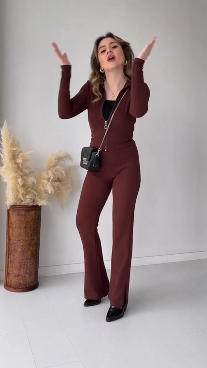 Conjunto Knit Zipper Comfort™ – Estilo Minimalista, Caída Perfecta y Comodidad Total