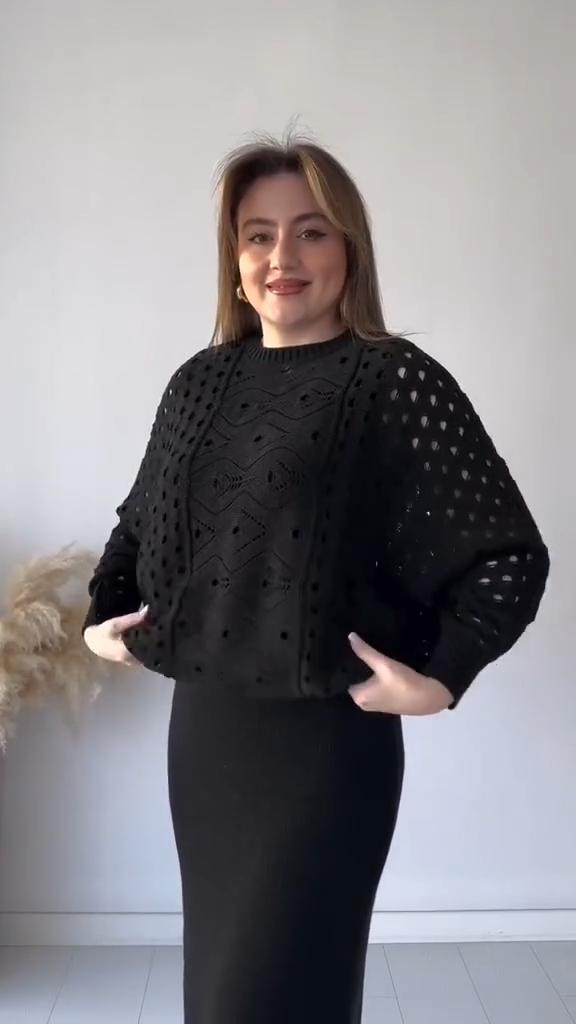 Conjunto Knit Calado Elegance™ – Suavidad, Estilo y Silueta Equilibrada