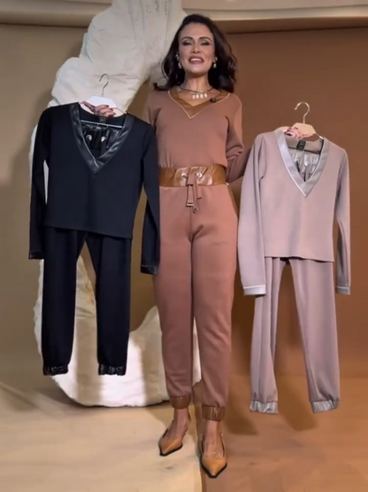 Conjunto Elegance V-Cuero: Estilo y Comodidad con Toque Sofisticado