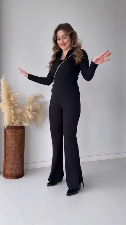 Conjunto Knit Zipper Comfort™ – Estilo Minimalista, Caída Perfecta y Comodidad Total